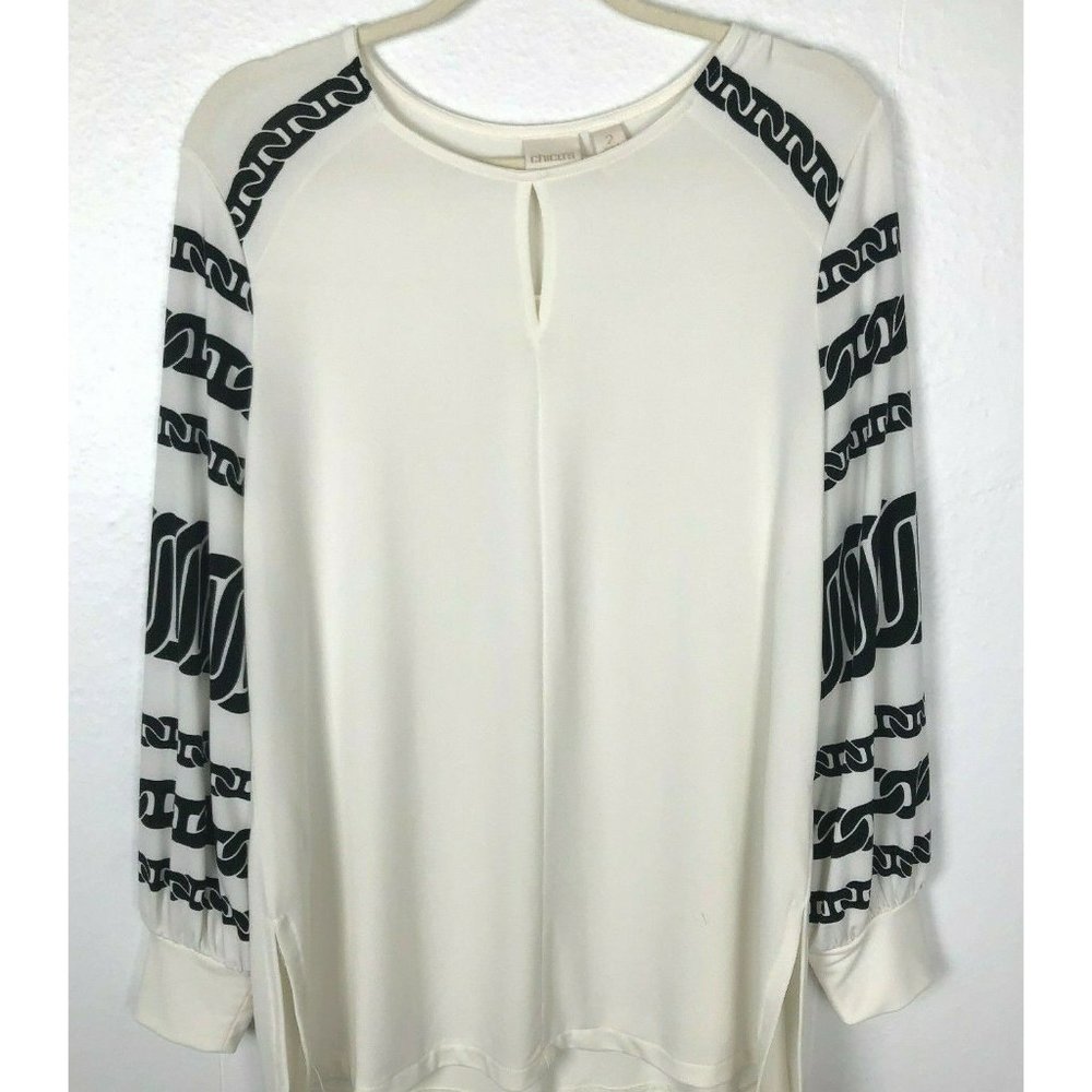 CHICO's Women's Jersey Tunic Top size 2 L White L